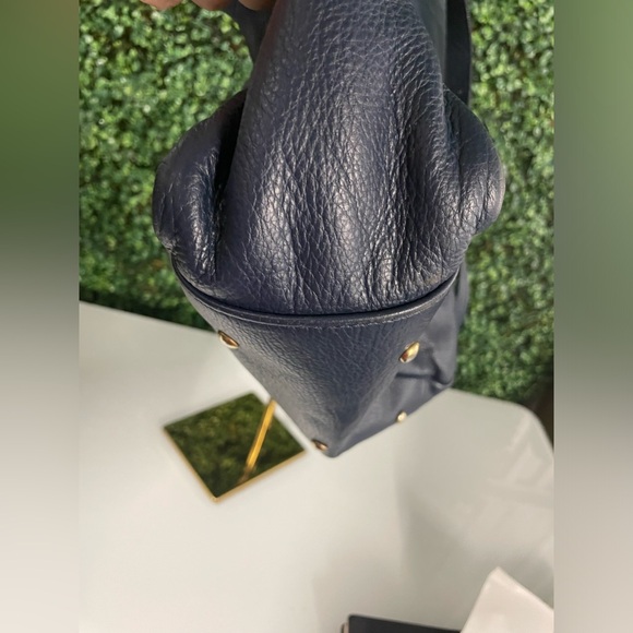 Innué Italia - Large Navy Blue Italian Leather Shoulder Bag W/ Crossbody Strap